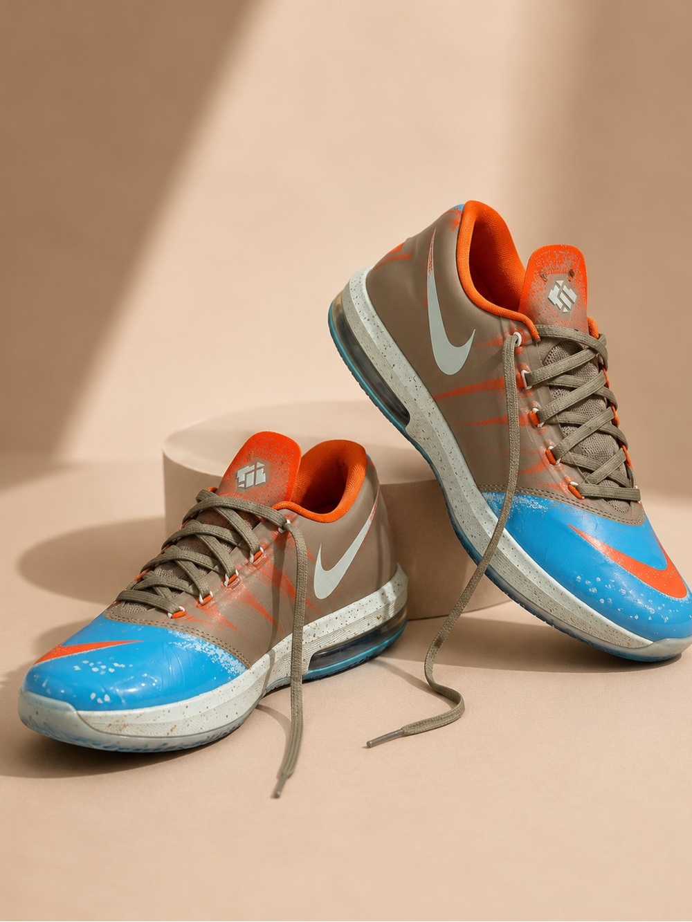 Nike KD Basketball Shoes Blue Gray Orange Performance Athletic Sneakers 6